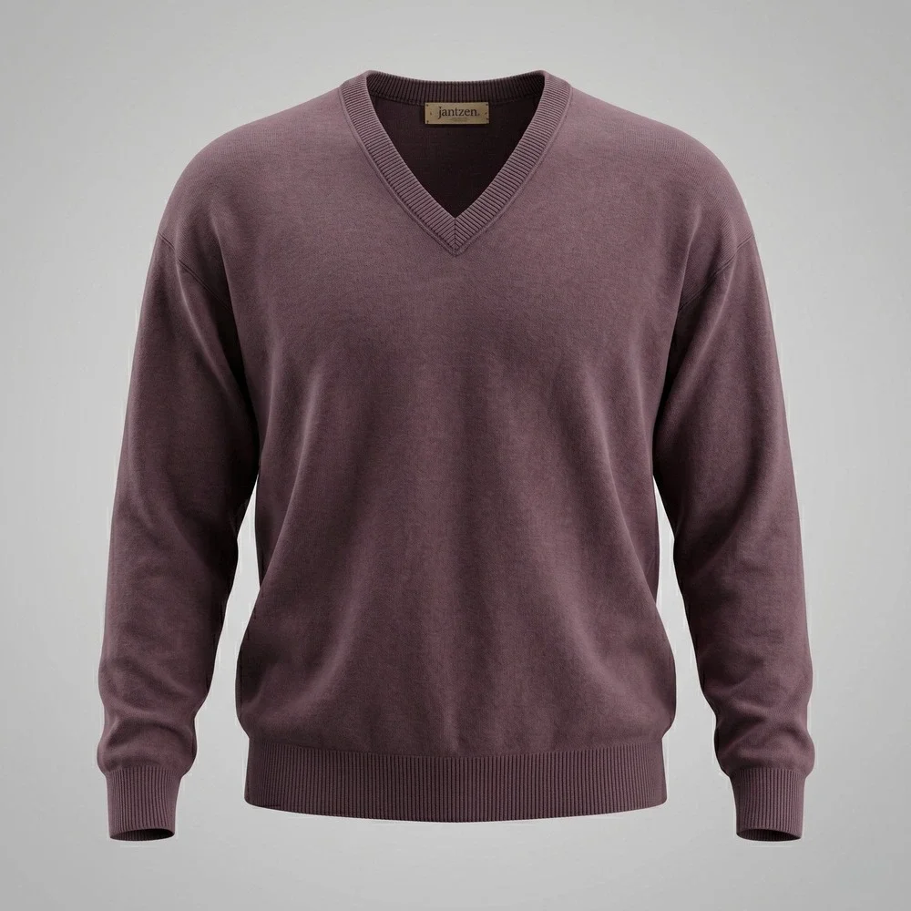 Jantzen Mens XL Burgundy Sweater V-Neck Pullover Vintage Made in USA M209 Knit‎